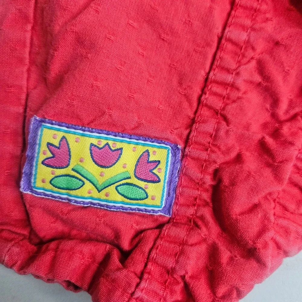 Vintage OshKosh Bgosh Red Cotton Vestbak Overalls 18M USA Made Embroidered Patch